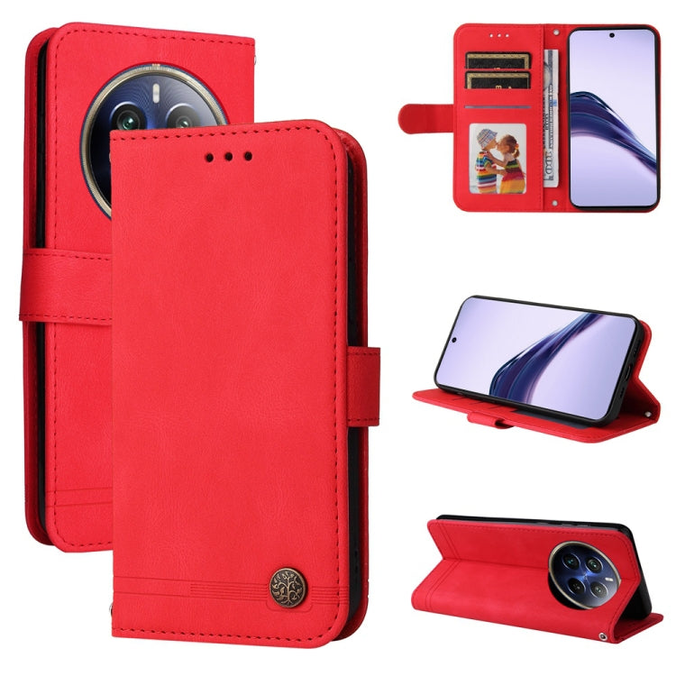 For Realme 13 Pro / 13 Pro+ / 12 Pro Skin Feel Life Tree Metal Button Leather Phone Case(Red)
