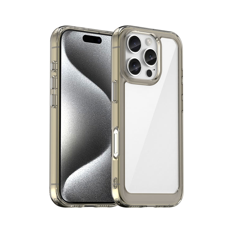 For iPhone 16 Pro Colorful Series Acrylic + TPU Phone Case(Transparent Grey)