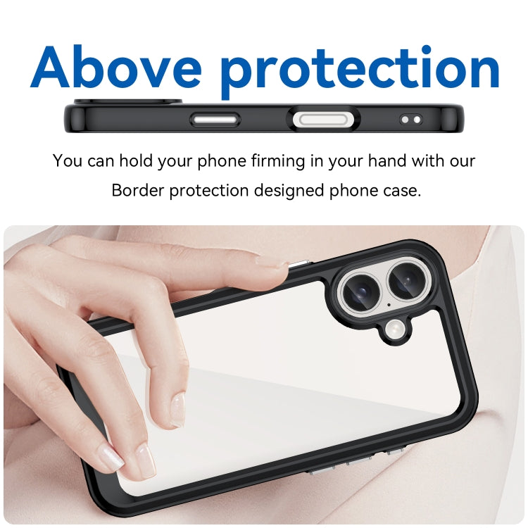 For iPhone 16 Plus Colorful Series Acrylic + TPU Phone Case(Black)
