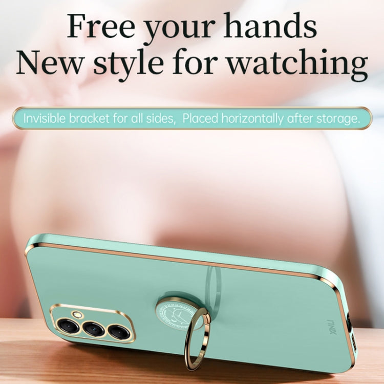 For Samsung Galaxy A55 XINLI Straight Edge 6D Electroplate TPU Phone Case with Ring Holder(Pink) - Galaxy Phone Cases by XINLI | Online Shopping South Africa | PMC TechLife