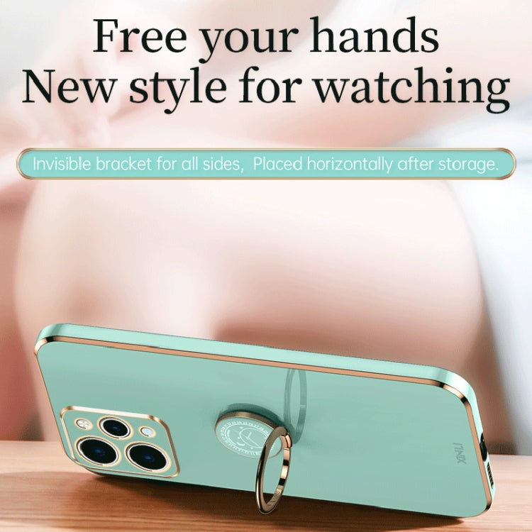 For Xiaomi Redmi 12 4G XINLI Straight Edge 6D Electroplate TPU Phone Case with Ring Holder(White) - Xiaomi Cases by XINLI | Online Shopping South Africa | PMC TechLife | Buy Now Pay Later Mobicred