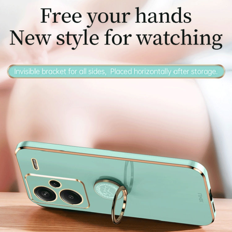 For Xiaomi Redmi Note 13 Pro+ XINLI Straight Edge 6D Electroplate TPU Phone Case with Ring Holder(Pink) - Note 13 Pro+ Cases by XINLI | Online Shopping South Africa | PMC TechLife | Buy Now Pay Later Mobicred