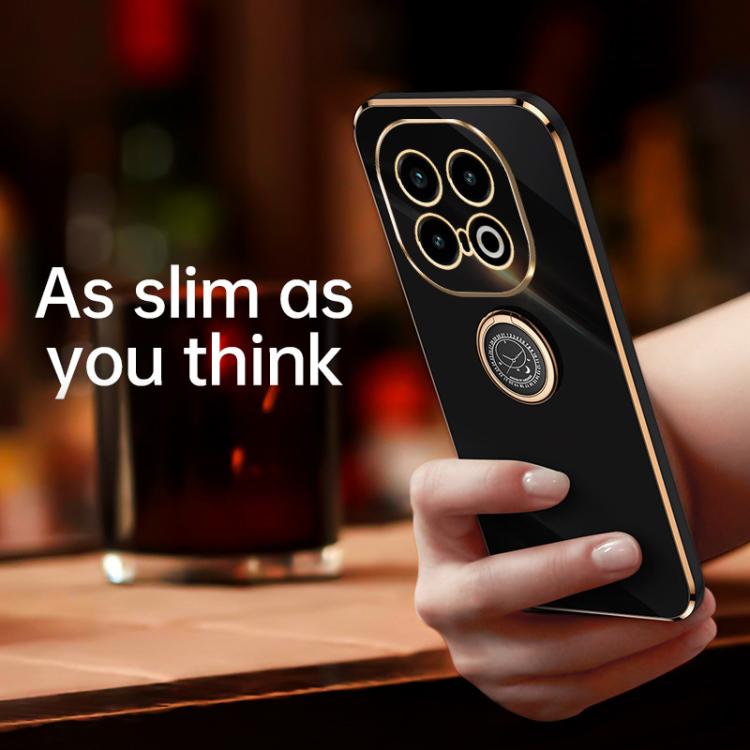 For vivo iQOO 13 XINLI Straight Edge 6D Electroplate TPU Phone Case with Ring Holder(Black) - free shipping - PMC Jewellery - Order now!