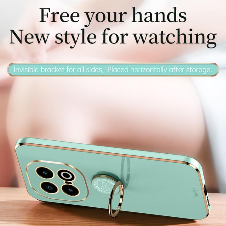 For vivo iQOO 13 XINLI Straight Edge 6D Electroplate TPU Phone Case with Ring Holder(Mint Green) - free shipping - PMC Jewellery - Order now!