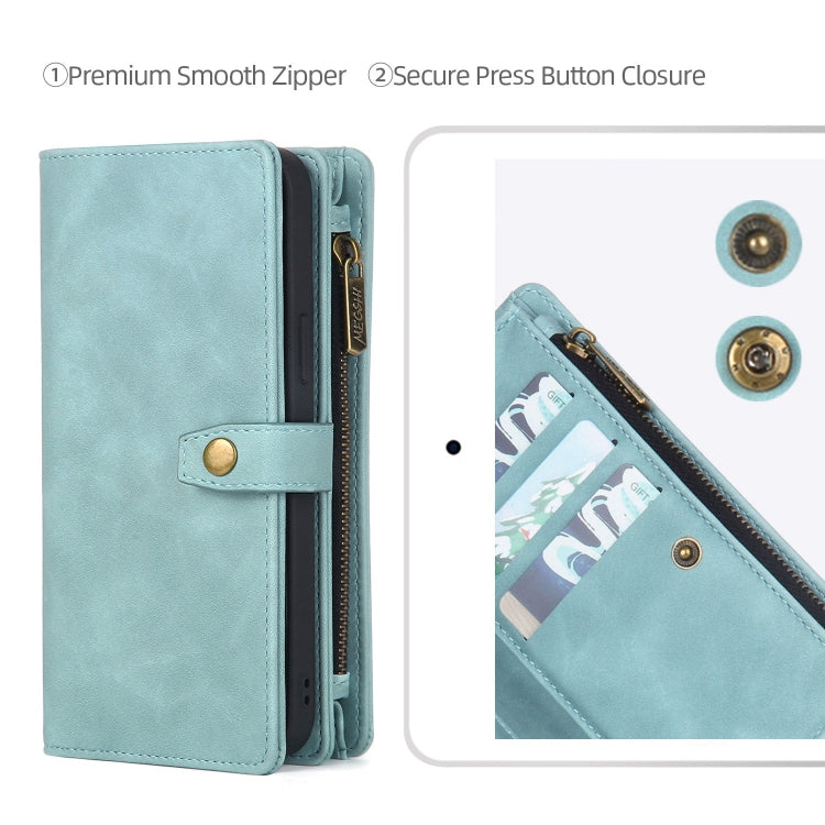 For Samsung Galaxy S22+ 5G Zipper Wallet Magnetic Detachable Leather Phone Case(Blue)
