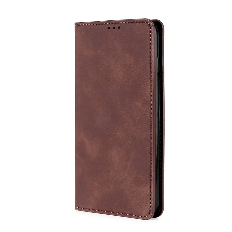 For Realme GT Neo5 SE Skin Feel Magnetic Leather Phone Case(Dark Brown)
