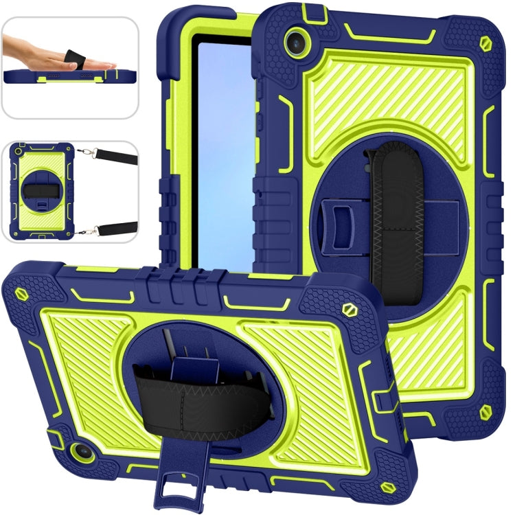 For Huawei MatePad SE 10.4 360 Degree Rotation PC Contrast Silicone Tablet Case(Navy Blue + Yellow Green)