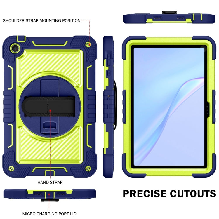 For Huawei MatePad SE 10.4 360 Degree Rotation PC Contrast Silicone Tablet Case(Navy Blue + Yellow Green)