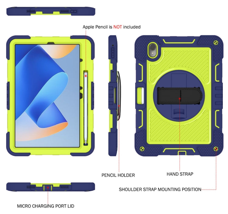 For Huawei MatePad 11 2023 360 Degree Rotation PC Contrast Silicone Tablet Case(Navy Blue + Yellow Green)