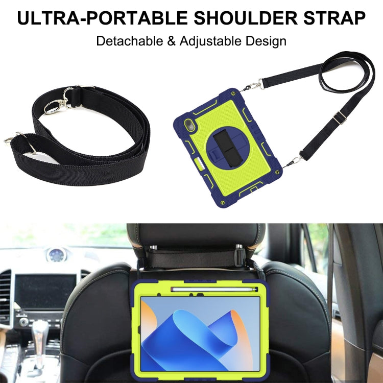 For Huawei MatePad 11 2023 360 Degree Rotation PC Contrast Silicone Tablet Case(Navy Blue + Yellow Green)
