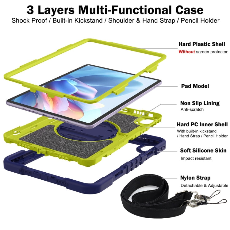 For Huawei MatePad 11.5 2023 360 Degree Rotation PC Contrast Silicone Tablet Case(Navy Blue + Yellow Green)