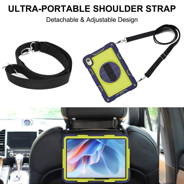 For Huawei MatePad 11.5 2023 360 Degree Rotation PC Contrast Silicone Tablet Case(Navy Blue + Yellow Green)