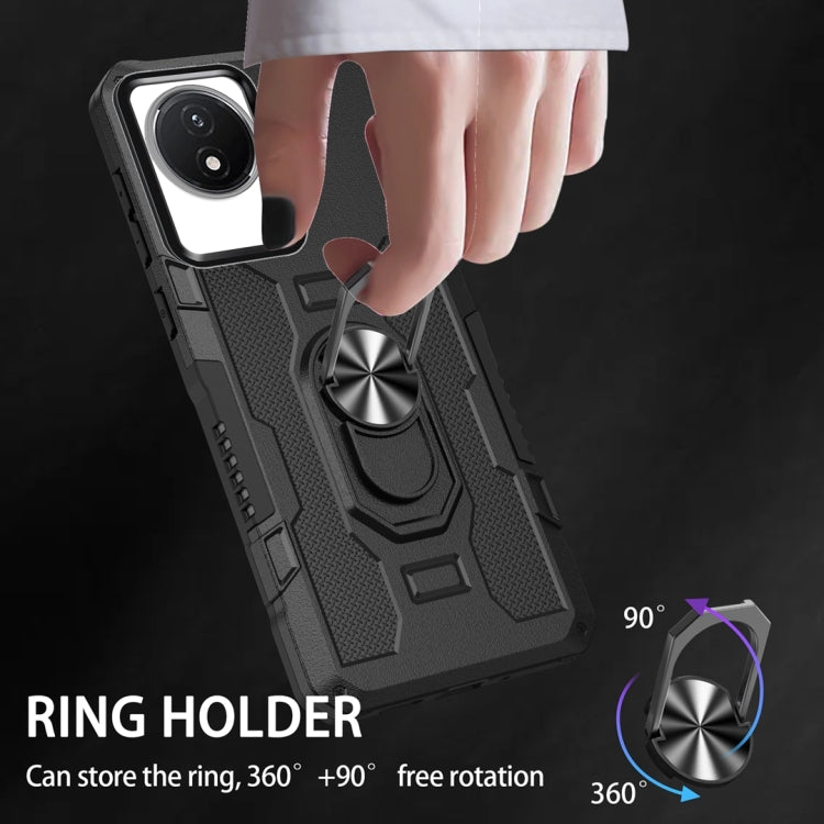 For vivo Y02 Ring Holder Armor Hybrid Phone Case(Black) - vivo Cases by PMC TechLife | Online Shopping South Africa | PMC TechLife | Buy Now Pay Later Mobicred