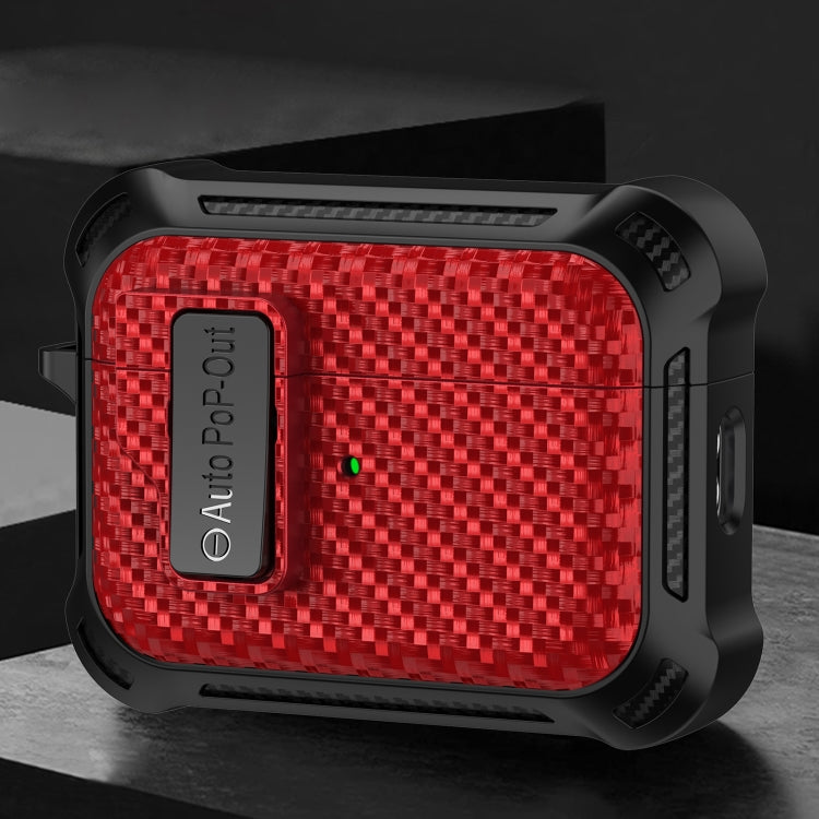 For AirPods 3 Alpha Carbon Fiber Wireless Bluetooth Earphone Protective Case(Red)