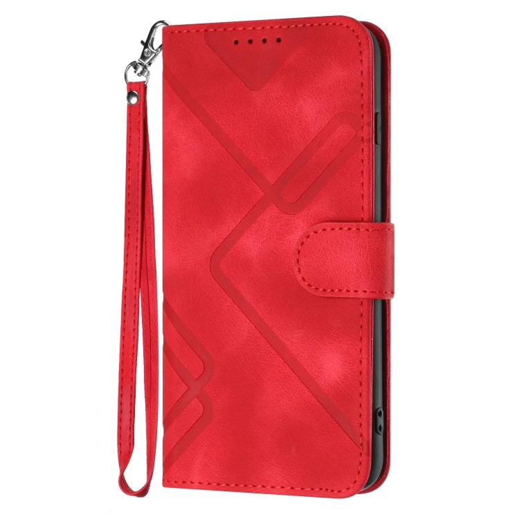 For Google Pixel 9 Line Pattern Skin Feel Leather Phone Case(Red)