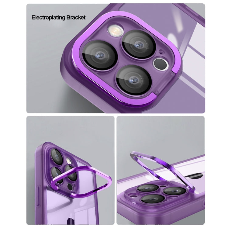 For iPhone 15 Pro Max Invisible Lens Bracket Matte Transparent MagSafe Phone Case(Pink)