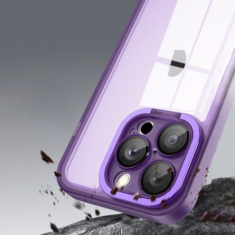 For iPhone 15 Pro Max Invisible Lens Bracket Matte Transparent MagSafe Phone Case(Pink)