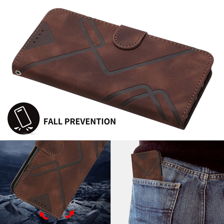 For Motorola Moto G Stylus 5G 2024 Line Pattern Skin Feel Leather Phone Case(Coffee) - Motorola Cases by PMC Jewellery | Online Shopping South Africa | PMC Jewellery | Buy Now Pay Later Mobicred