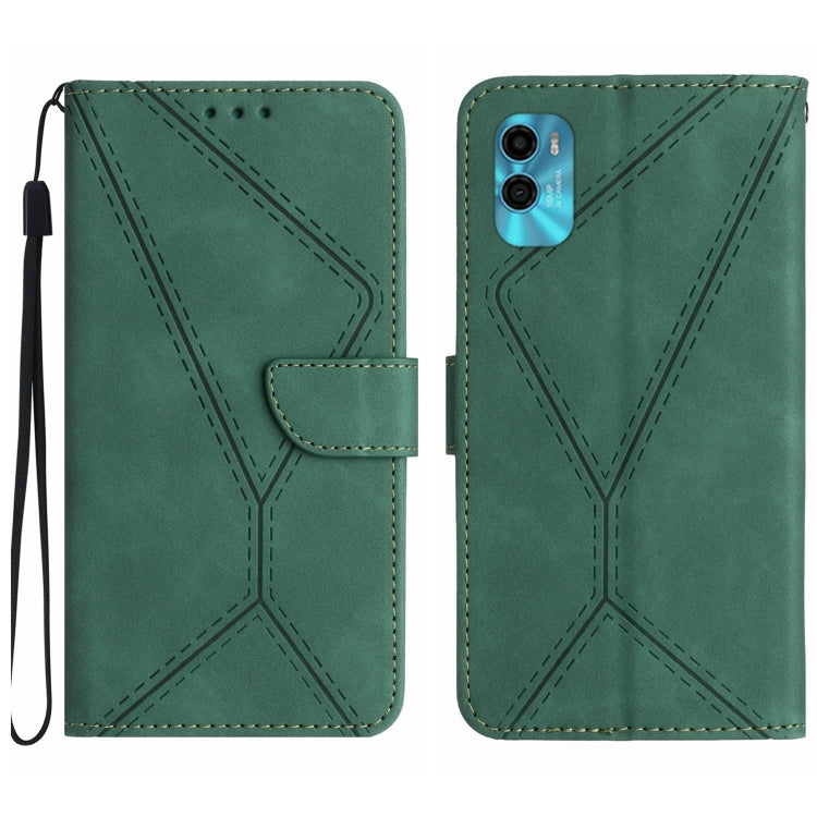 For Motorola Moto E22S / G22 4G Stitching Embossed Leather Phone Case(Green)