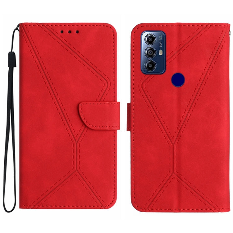For Motorola Moto G Play 2023 Stitching Embossed Leather Phone Case(Red)