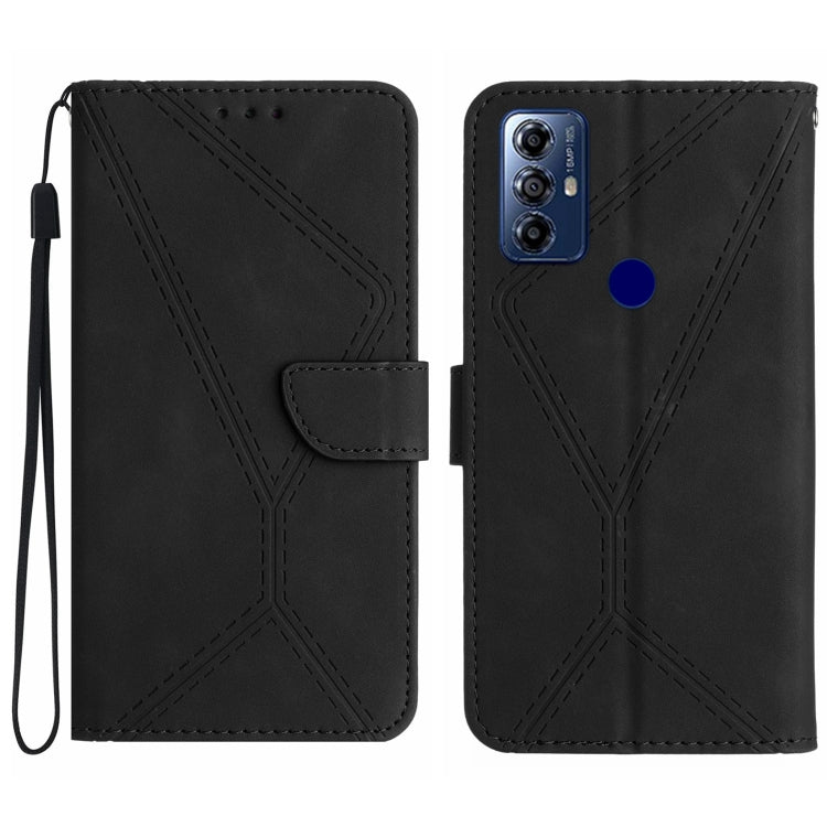For Motorola Moto G Play 2023 Stitching Embossed Leather Phone Case(Black)
