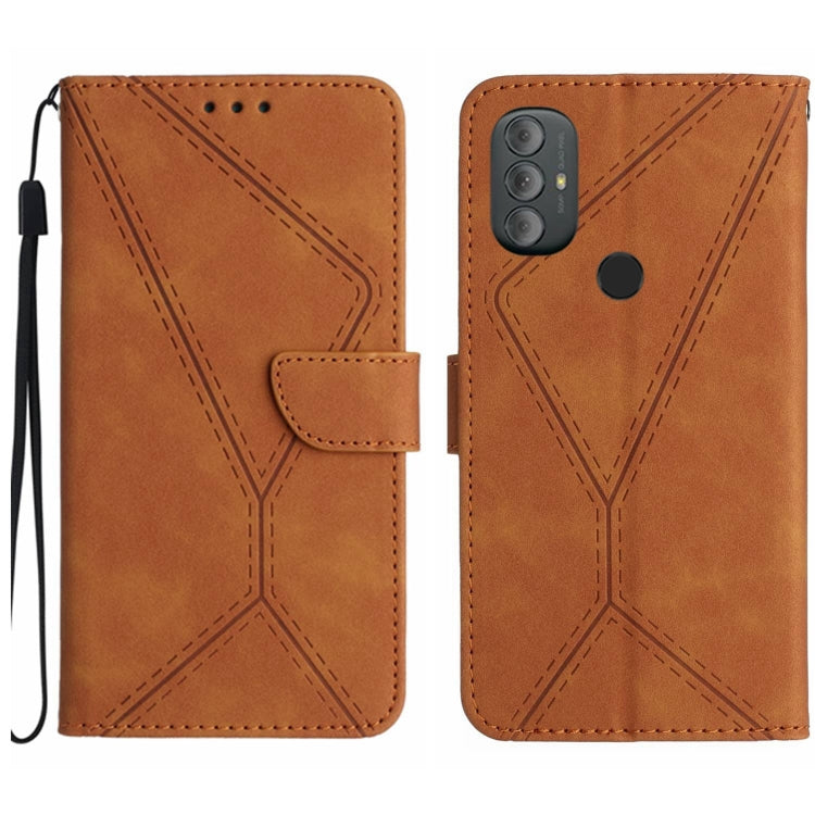 For Motorola Moto G Power 2022 Stitching Embossed Leather Phone Case(Brown)