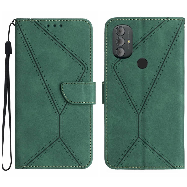 For Motorola Moto G Power 2022 Stitching Embossed Leather Phone Case(Green)