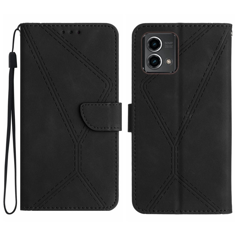 For Motorola Moto G Stylus 5G 2023 Stitching Embossed Leather Phone Case(Black)