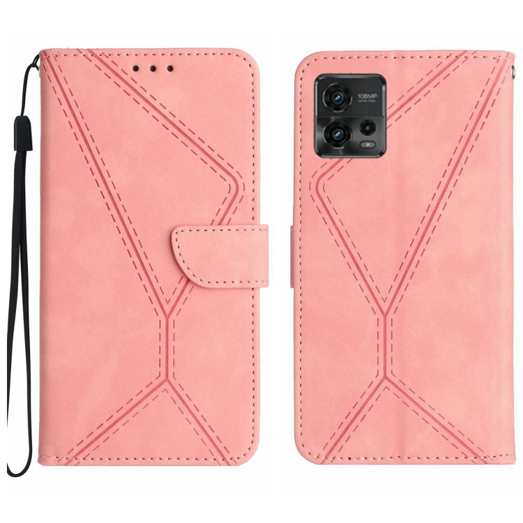 For Motorola Moto G72 4G Stitching Embossed Leather Phone Case(Pink)