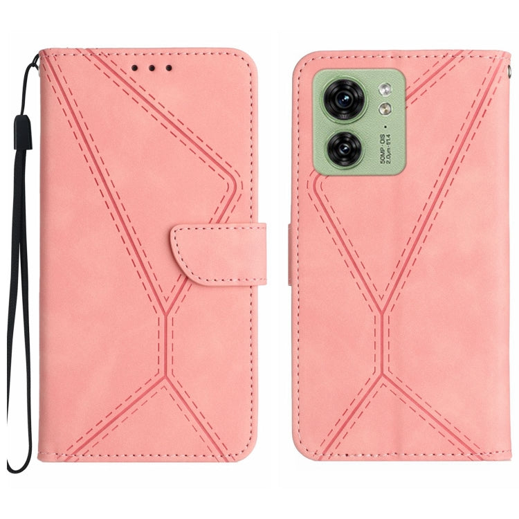 For Motorola Edge 40 Stitching Embossed Leather Phone Case(Pink)