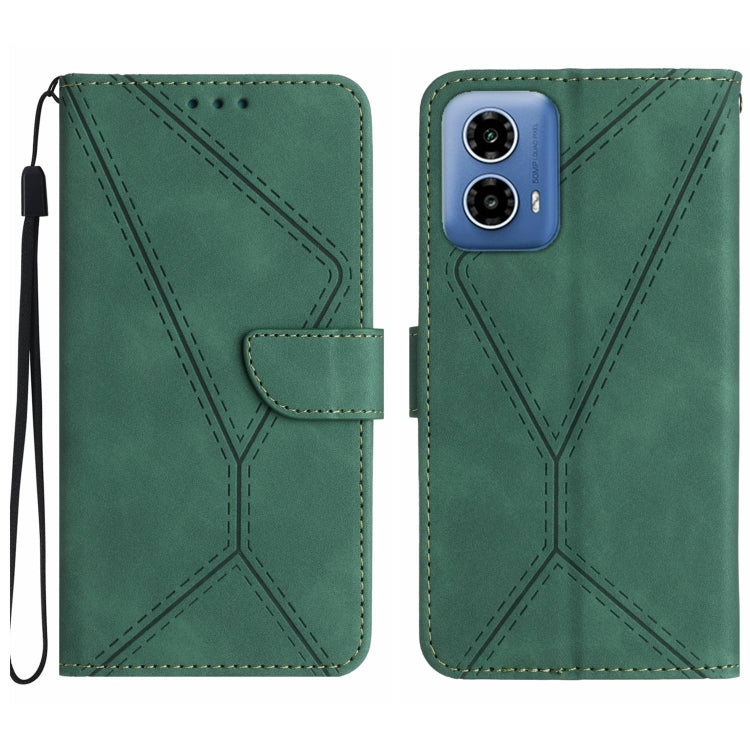 For Motorola Moto G35 5G Stitching Embossed Leather Phone Case(Green)