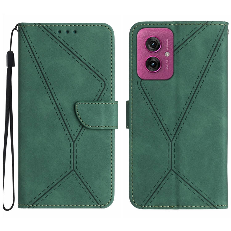 For Motorola Moto G55 5G Stitching Embossed Leather Phone Case(Green)