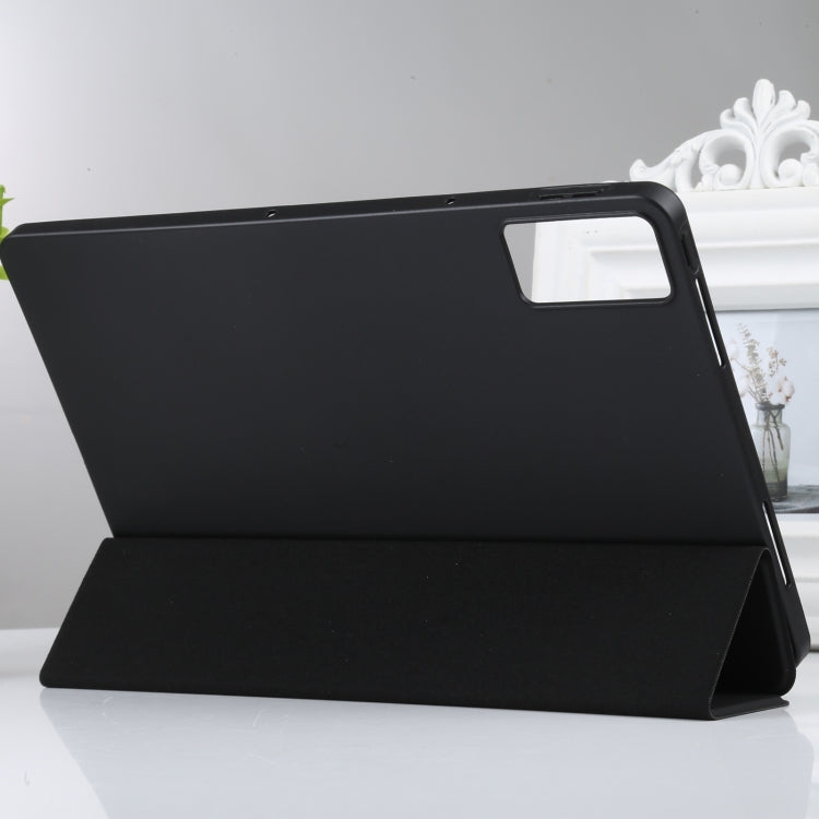 For Xiaomi Redmi Pad SE 2023 Three-fold Holder Flip Tablet Leather Case(Black) - More Tablet Cases by PMC Jewellery | Online Shopping South Africa | PMC Jewellery | Buy Now Pay Later Mobicred