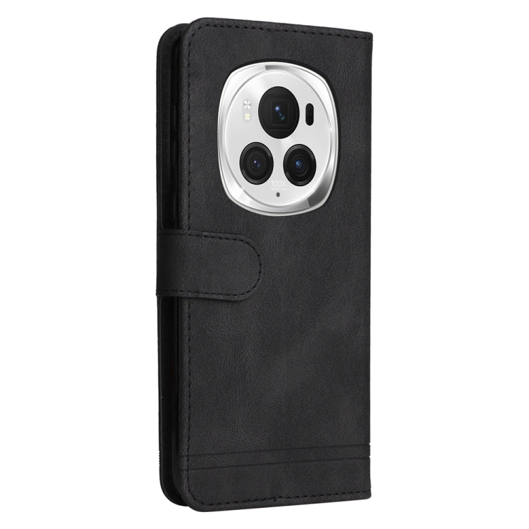 For Honor Magic6 Pro Skin Feel Life Tree Metal Button Leather Phone Case(Black)