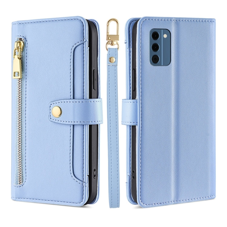 For Nokia C300 4G US Edition Lite Sheep Texture Cross-body Zipper Wallet Leather Phone Case(Blue)