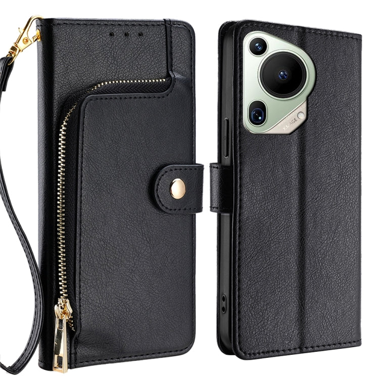 For Huawei Pura 70 Ultra 5G Zipper Bag Leather Phone Case(Black)