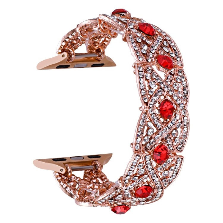 Diamonds Twist Metal Watch Band For Apple Watch Series 10 42mm(Rose Gold Red)