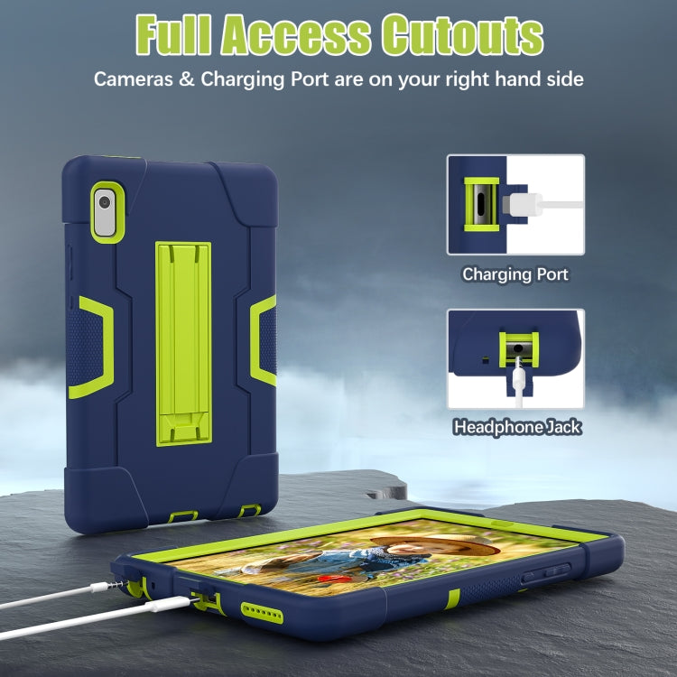 For Lenovo Tab M9 / TB-310FU Contrast Color Silicone Hybrid PC Tablet Case with Holder(Navy Blue Olivine)