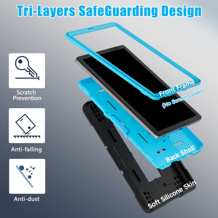 For Lenovo Tab M9 / TB-310FU Contrast Color Silicone Hybrid PC Tablet Case with Holder(Black Blue)