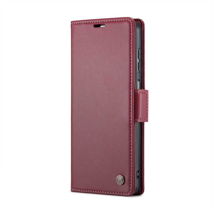 For Samsung Galaxy A23 CaseMe 023 Butterfly Buckle Litchi Texture RFID Anti-theft Leather Phone Case(Wine Red)