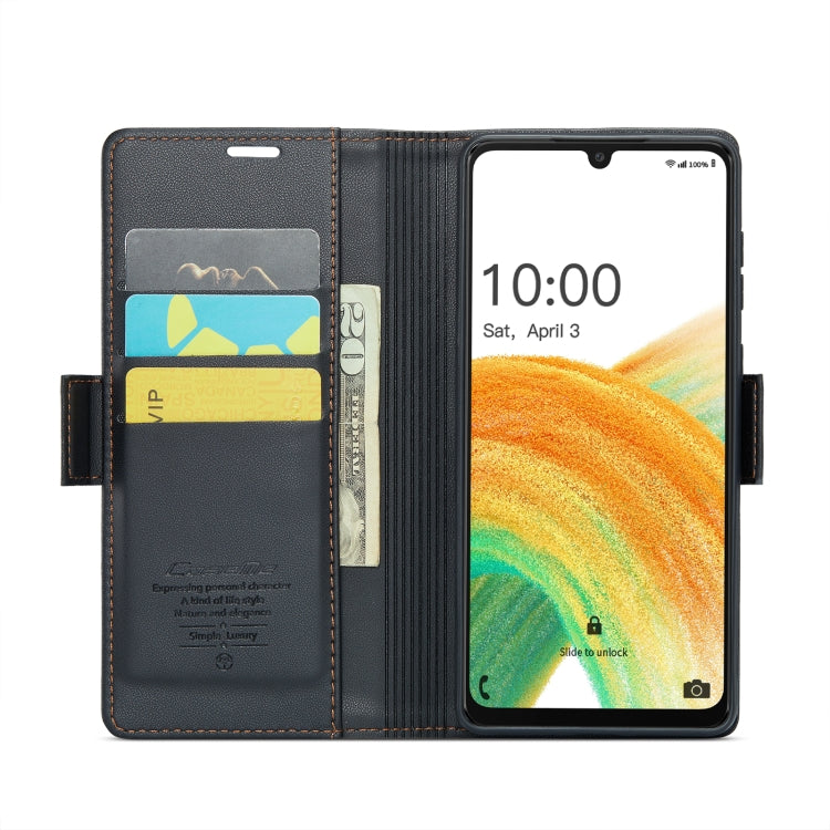 For Samsung Galaxy A33 5G CaseMe 023 Butterfly Buckle Litchi Texture RFID Anti-theft Leather Phone Case(Black)