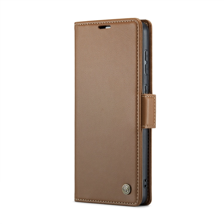 For Samsung Galaxy A33 5G CaseMe 023 Butterfly Buckle Litchi Texture RFID Anti-theft Leather Phone Case(Brown)