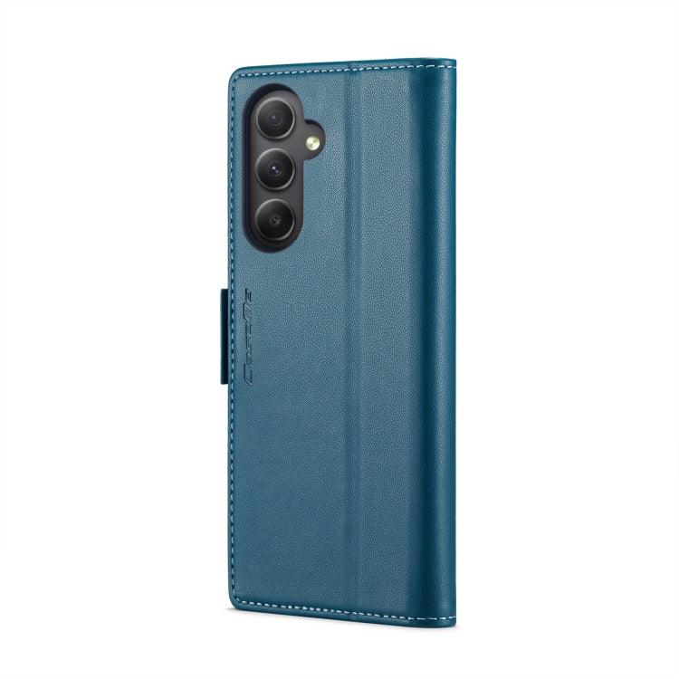 For Samsung Galaxy A34 5G CaseMe 023 Butterfly Buckle Litchi Texture RFID Anti-theft Leather Phone Case(Blue)