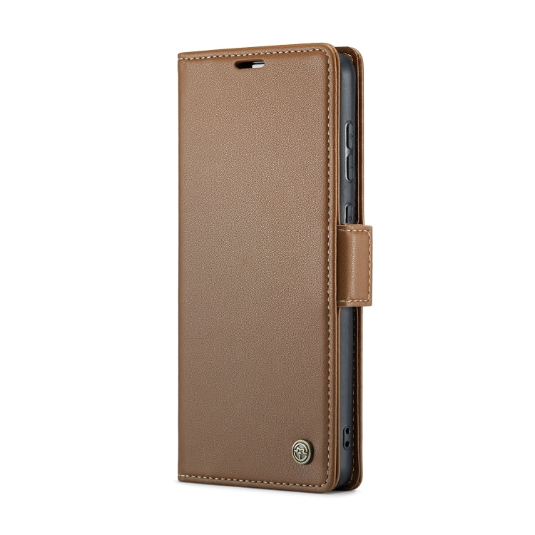 For Samsung Galaxy A73 5G CaseMe 023 Butterfly Buckle Litchi Texture RFID Anti-theft Leather Phone Case(Brown)