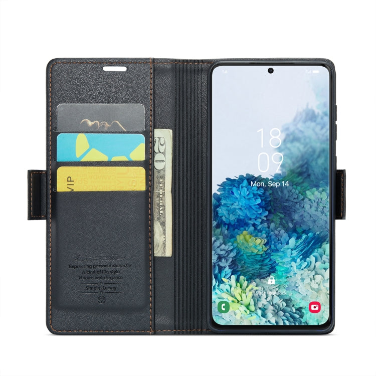 For Samsung Galaxy S20+ CaseMe 023 Butterfly Buckle Litchi Texture RFID Anti-theft Leather Phone Case(Black)