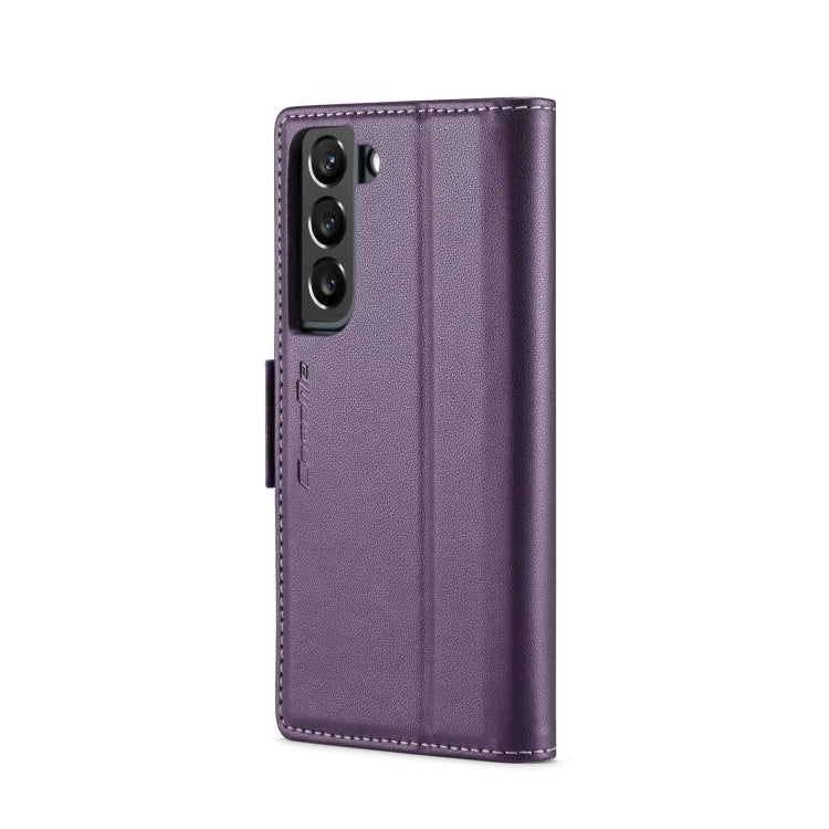 For Samsung Galaxy S22 5G CaseMe 023 Butterfly Buckle Litchi Texture RFID Anti-theft Leather Phone Case(Pearly Purple)