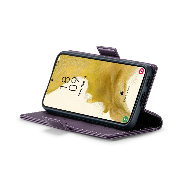 For Samsung Galaxy S22 5G CaseMe 023 Butterfly Buckle Litchi Texture RFID Anti-theft Leather Phone Case(Pearly Purple)