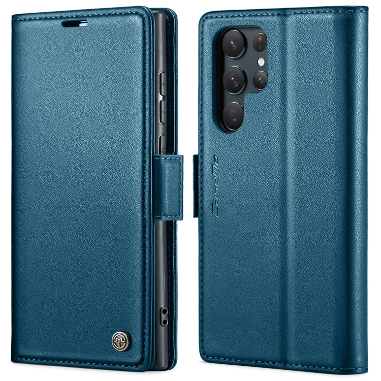 For Samsung Galaxy S22 Ultra 5G CaseMe 023 Butterfly Buckle Litchi Texture RFID Anti-theft Leather Phone Case(Blue)