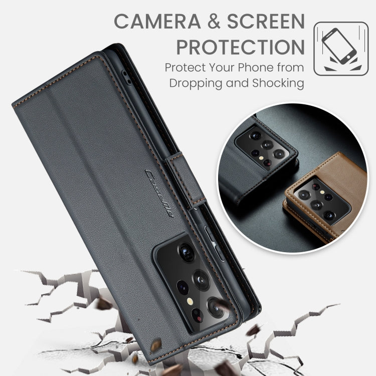 For Samsung Galaxy S21 Ultra 5G CaseMe 023 Butterfly Buckle Litchi Texture RFID Anti-theft Leather Phone Case(Black) - free shipping - PMC TechLife - Order now!
