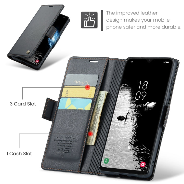 For Samsung Galaxy A30s / A50s / A50 CaseMe 023 Butterfly Buckle Litchi Texture RFID Anti-theft Leather Phone Case(Black)